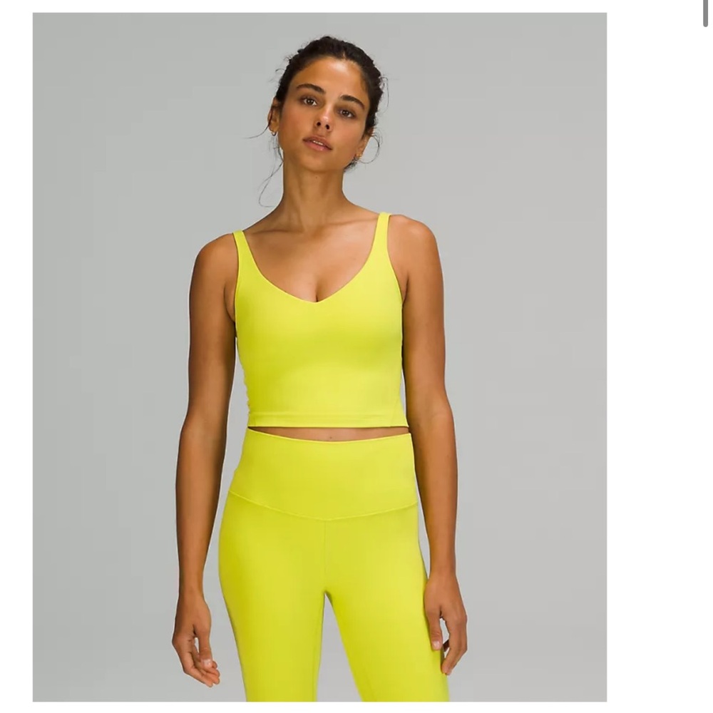 lululemon athletica Neon Yellow V-Neck Cropped Tank